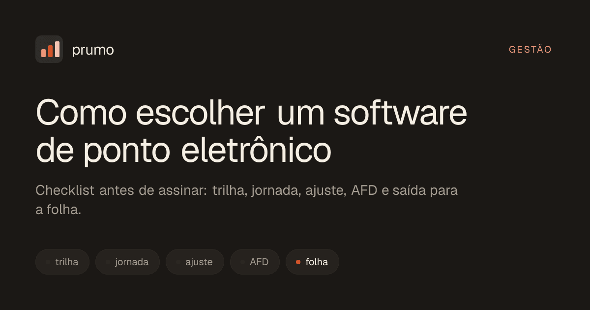 Capa do artigo: checklist de compra de software de ponto eletrônico sobre fundo escuro.